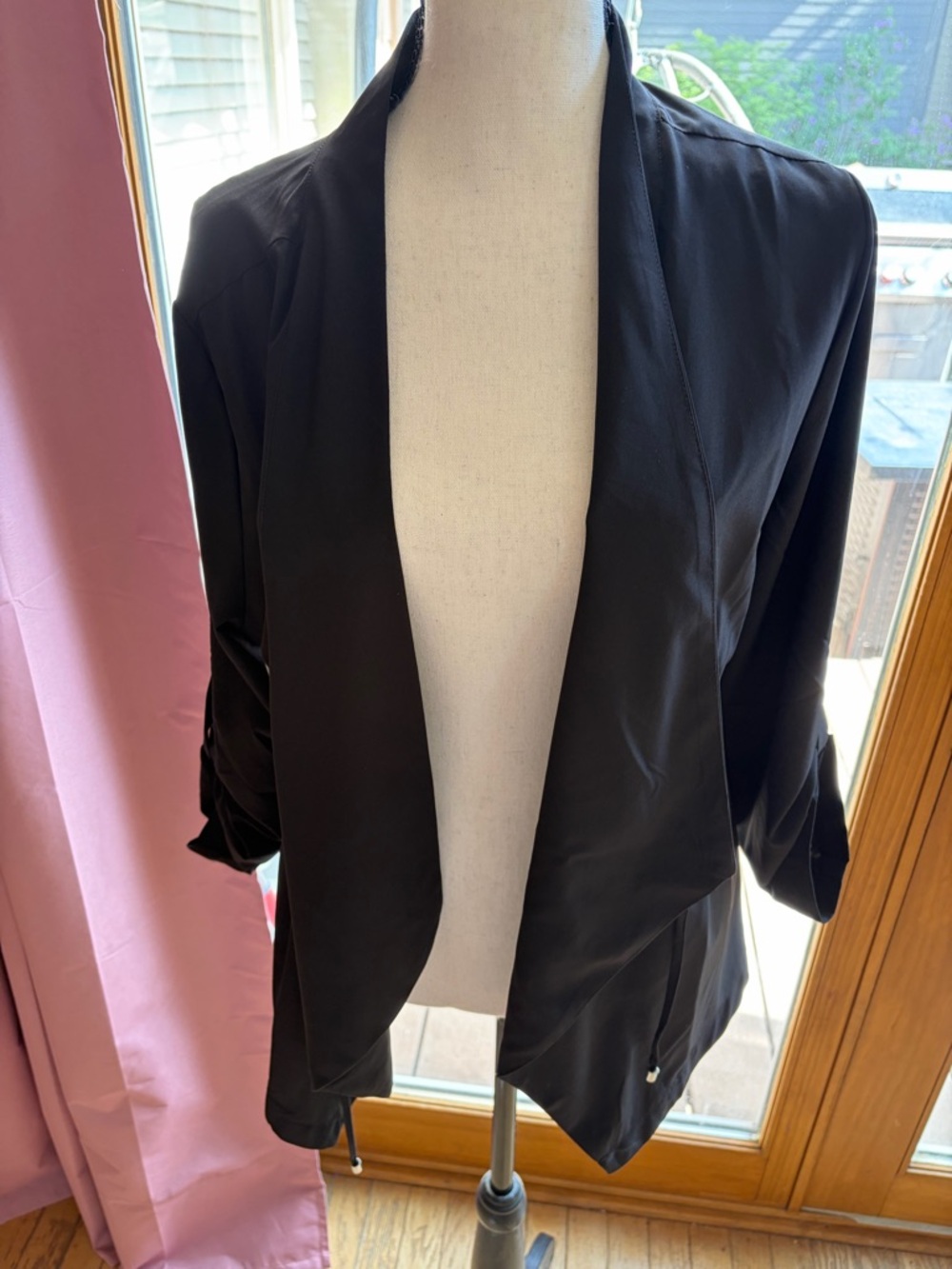 Soho Apparel Black Open-Front Draped Blazer Jacket